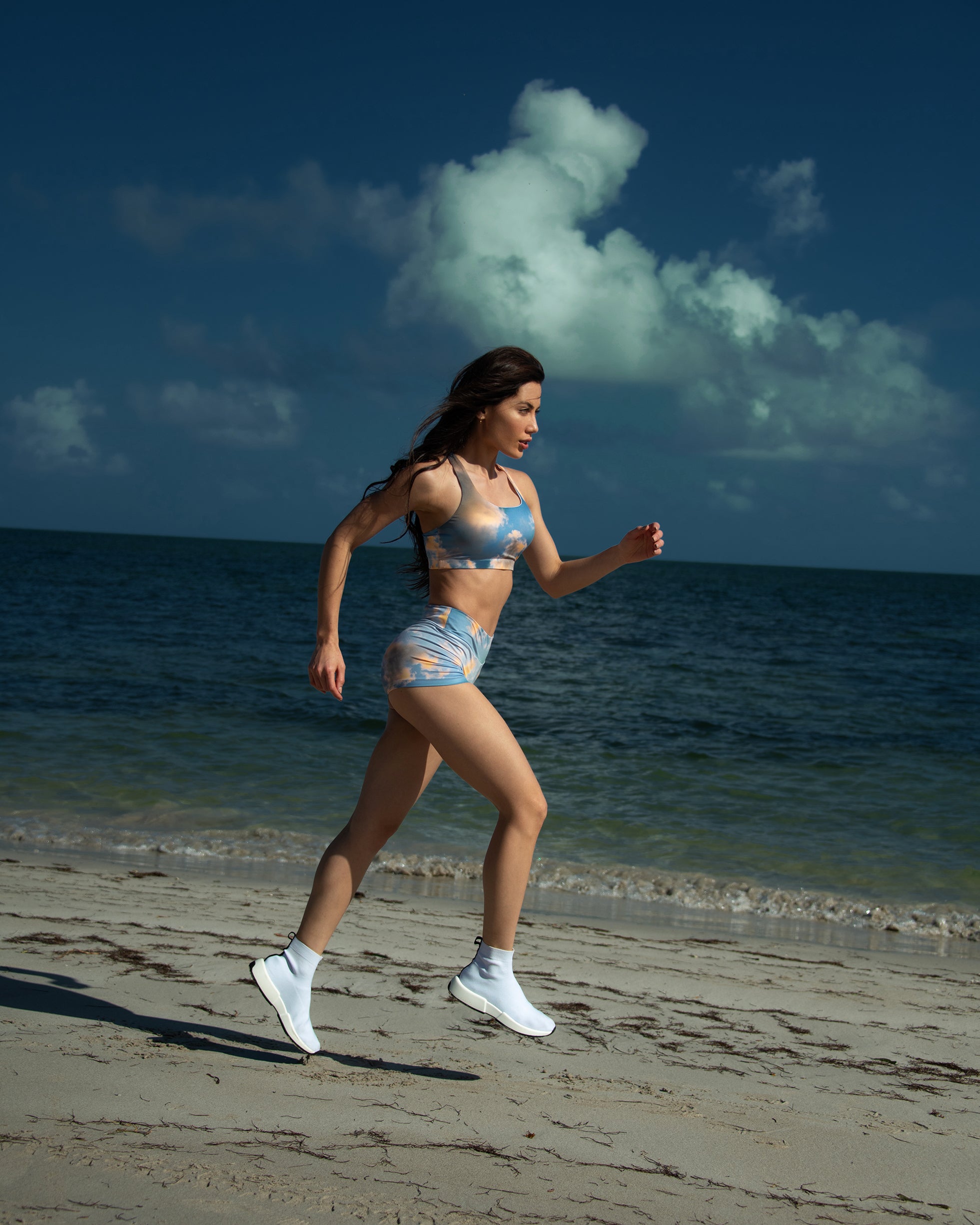 Women's Mid-Rise Yoga Shorts CELESTIAL